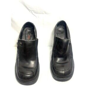 Harley Davidson Brooklyn Black Leather Block Heel Shoes Women’s Sz 8.5 81758